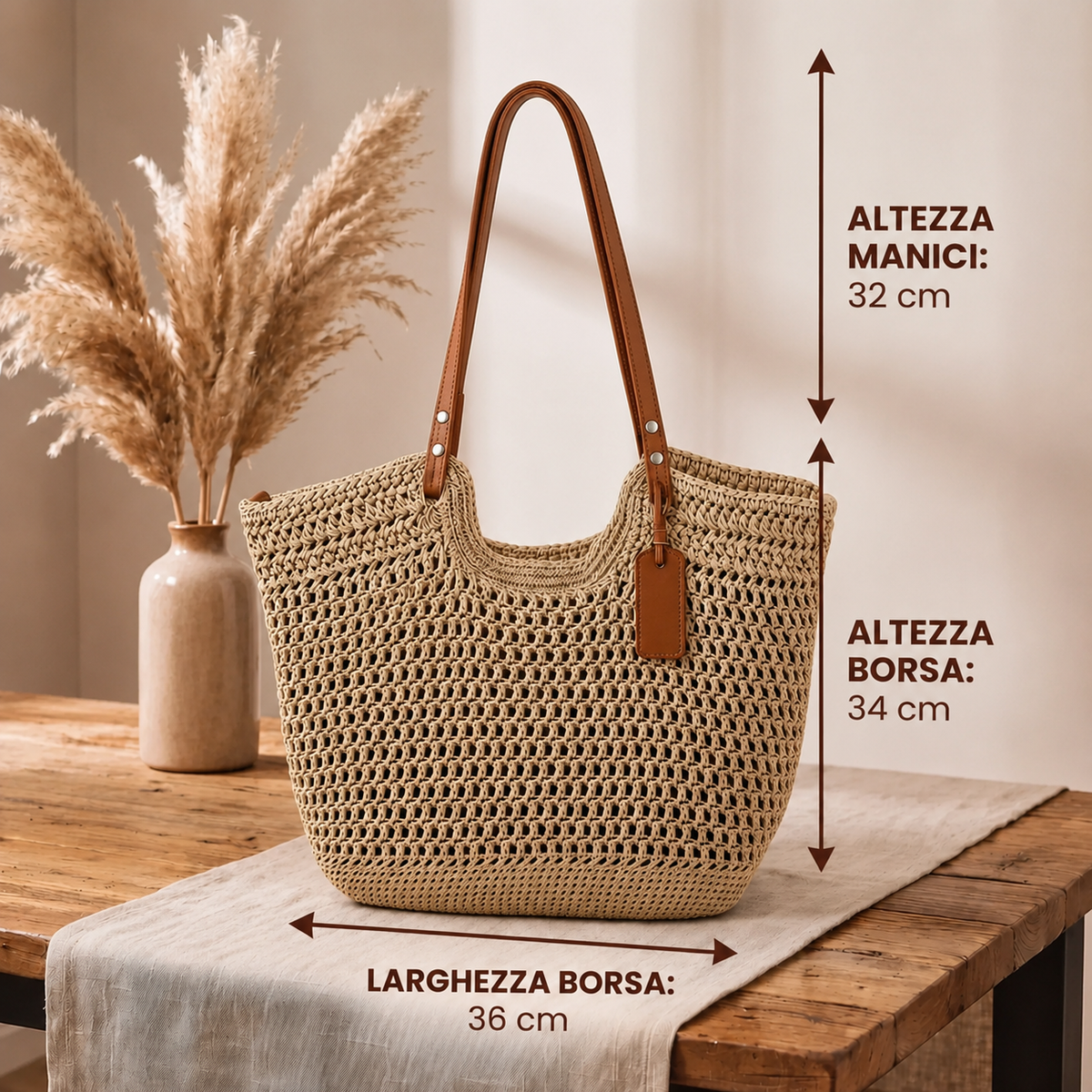 Camelia · Bolso Shopper Tejido a Mano a Crochet - Marfil