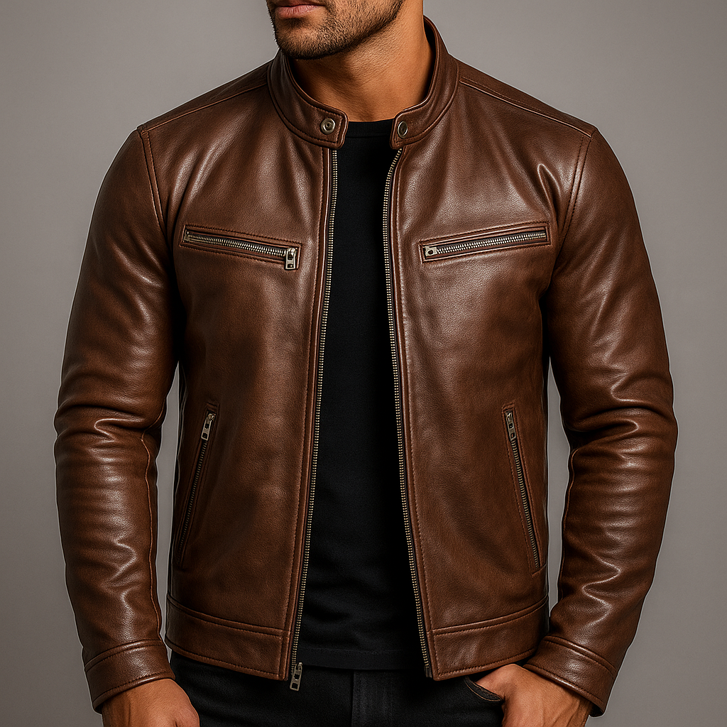 Teo - Chaqueta vintage de piel Marrón