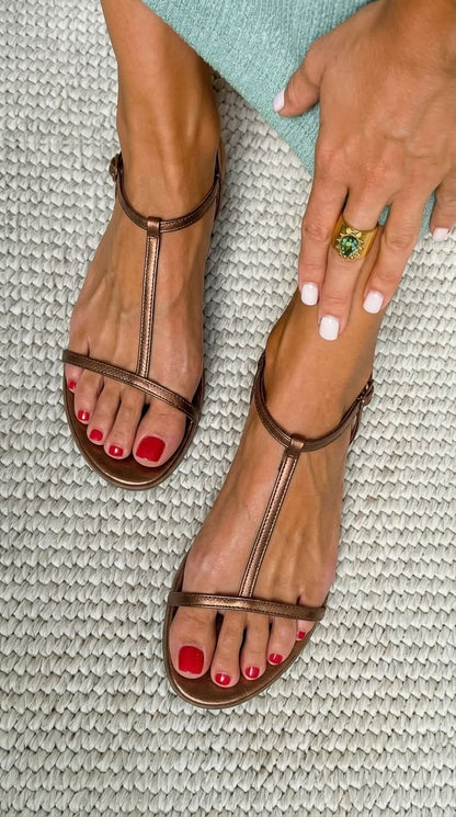 Bianca | Sandalias Doradas de Verano