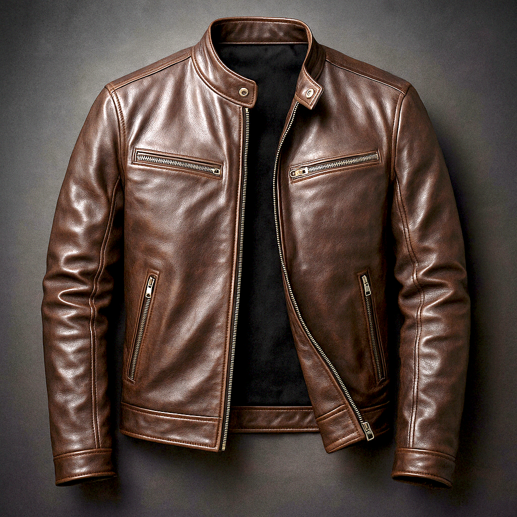 Teo - Chaqueta vintage de piel Marrón