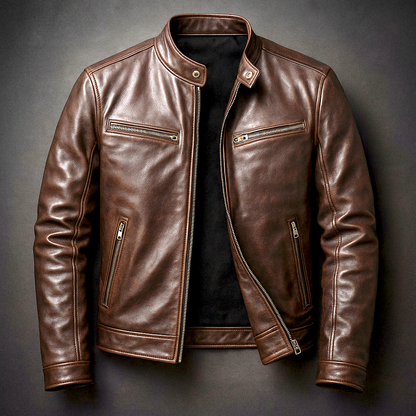 Teo - Chaqueta vintage de piel Marrón