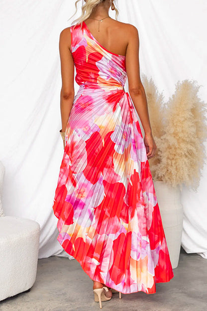 Yanira | Vestido plisado con un solo hombro