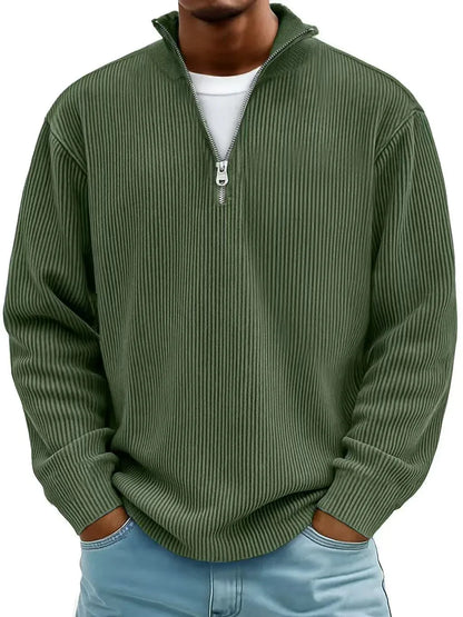 Jersey Acanalado con Media Cremallera