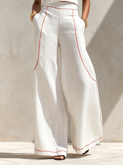 Clara | Conjunto blanco con top sin mangas y pantalones de pierna ancha