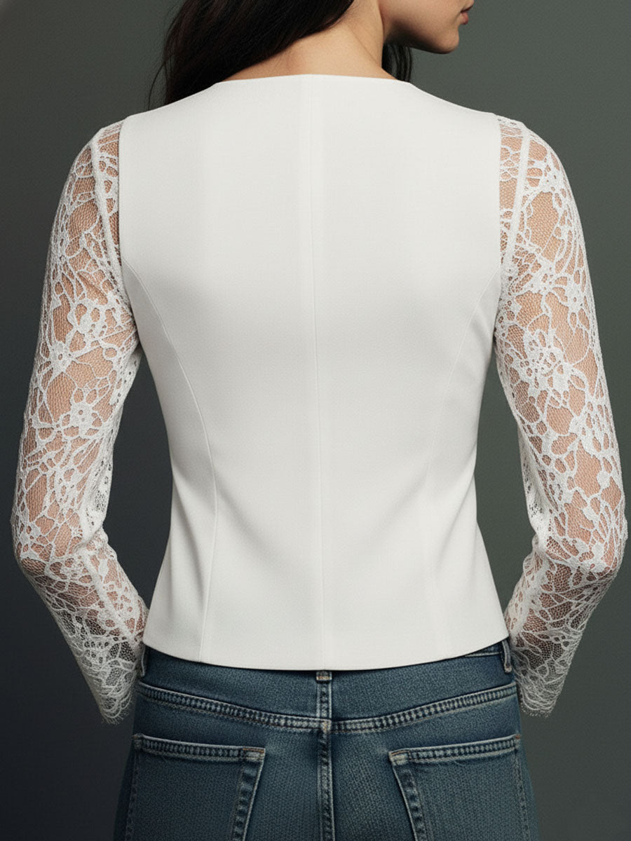 Noemí | Top Blazer con Mangas Semitransparentes
