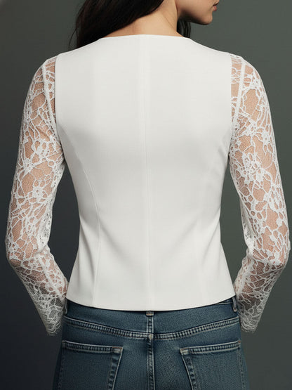 Noemí | Top Blazer con Mangas Semitransparentes