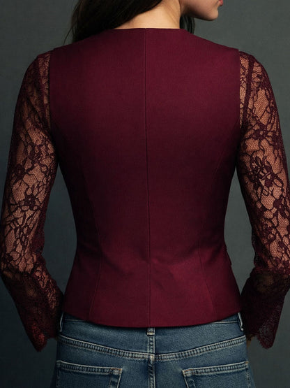 Noemí | Top Blazer con Mangas Semitransparentes