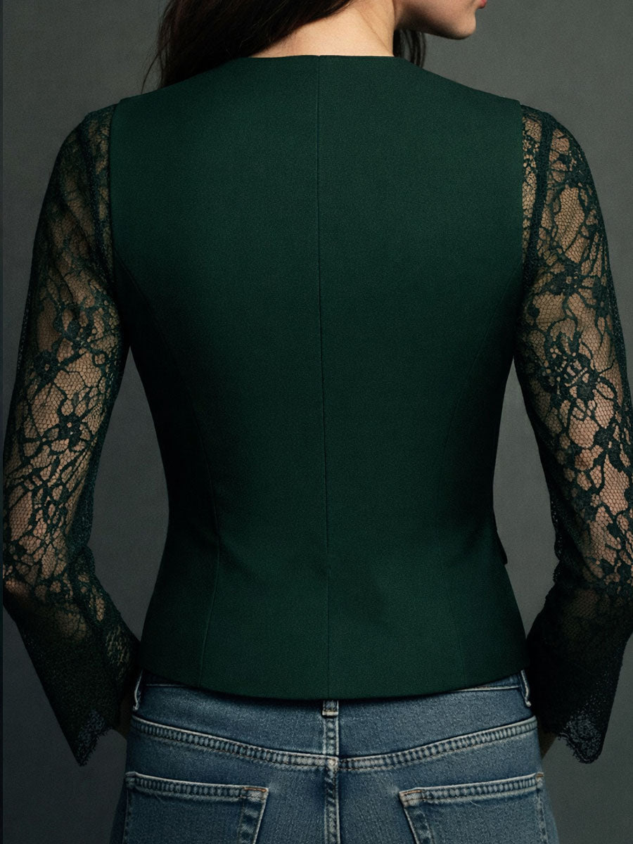 Noemí | Top Blazer con Mangas Semitransparentes