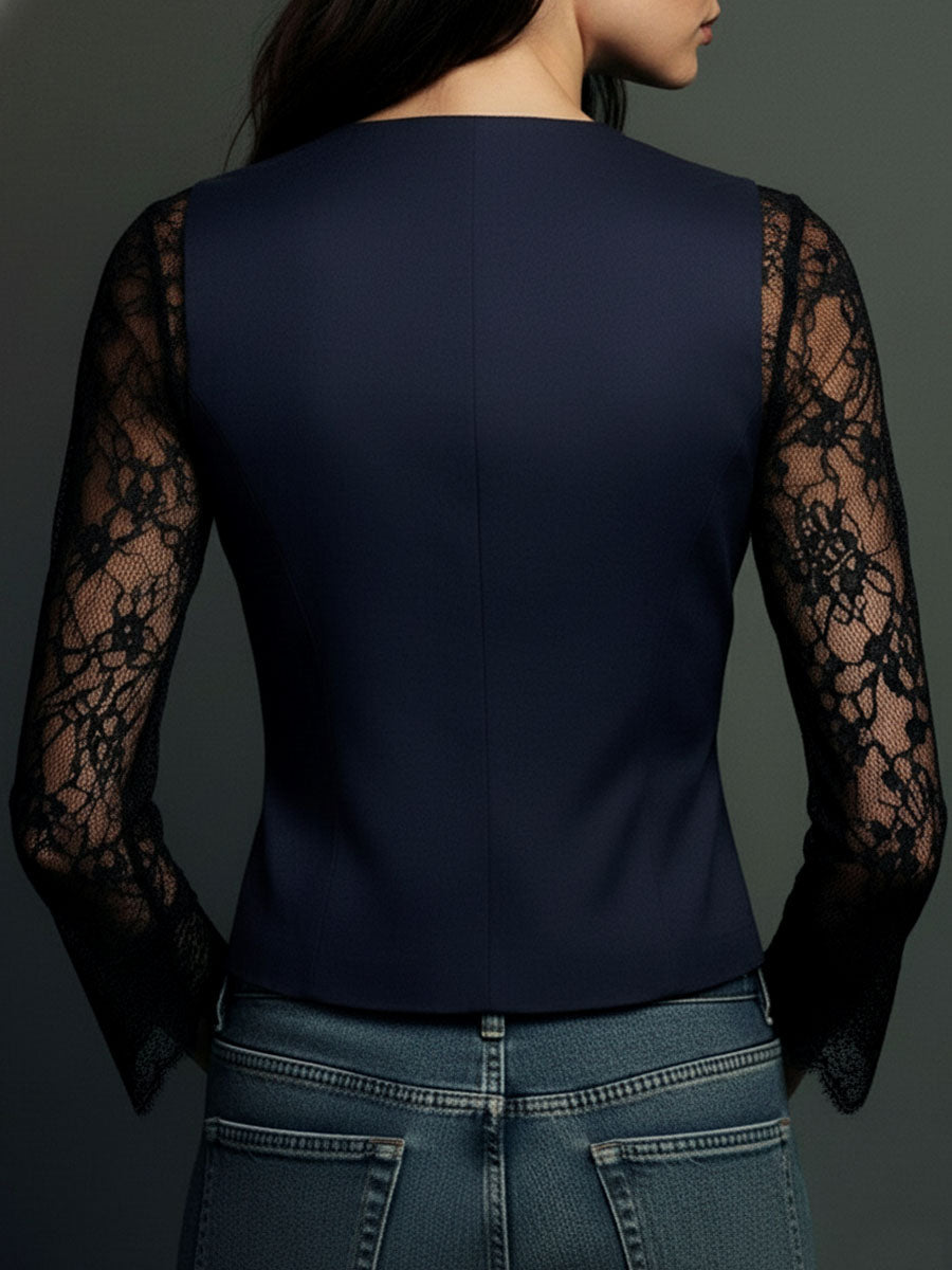 Noemí | Top Blazer con Mangas Semitransparentes