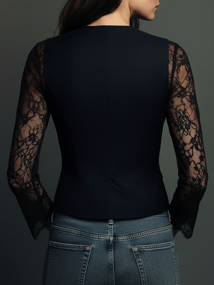 Noemí | Top Blazer con Mangas Semitransparentes
