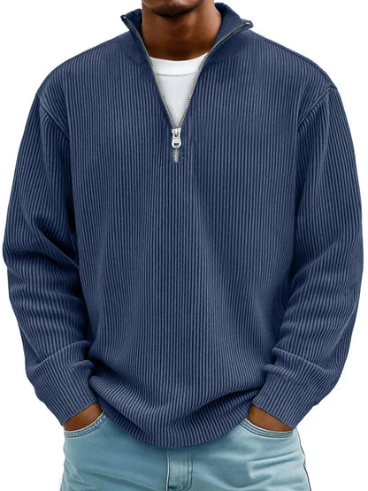 Jersey Acanalado con Media Cremallera