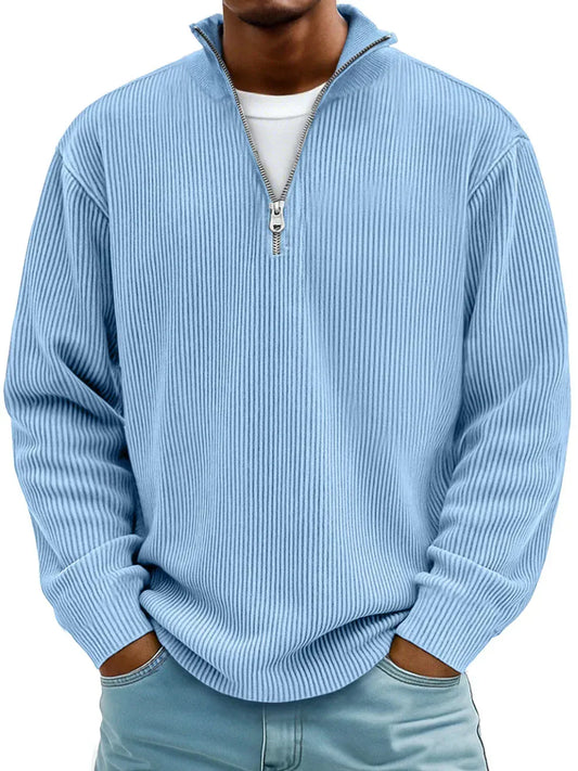 Jersey Acanalado con Media Cremallera