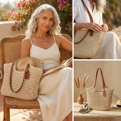 Camelia · Bolso Shopper Tejido a Mano a Crochet - Marfil