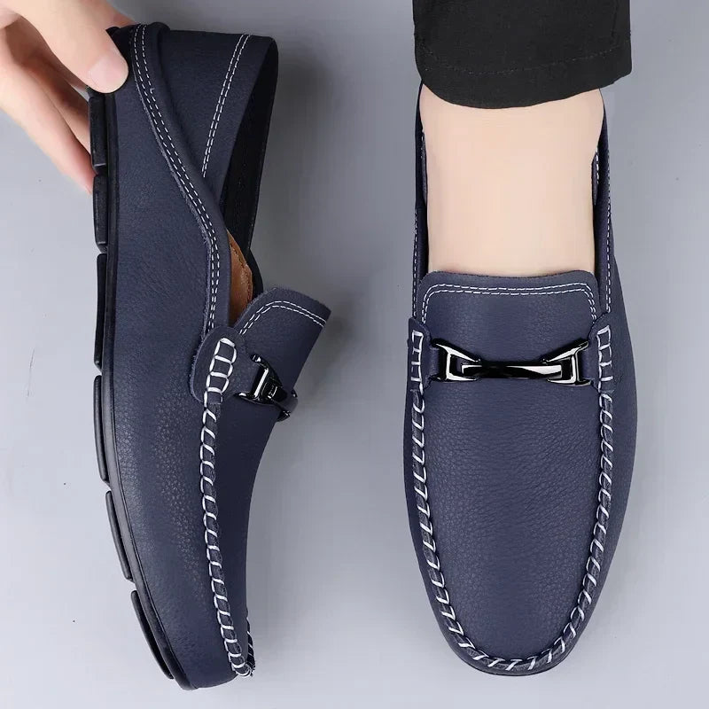 Mocasines con Costuras en Contraste