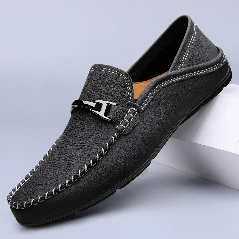 Mocasines con Costuras en Contraste