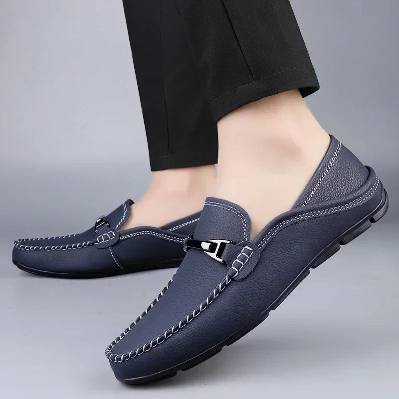 Mocasines con Costuras en Contraste