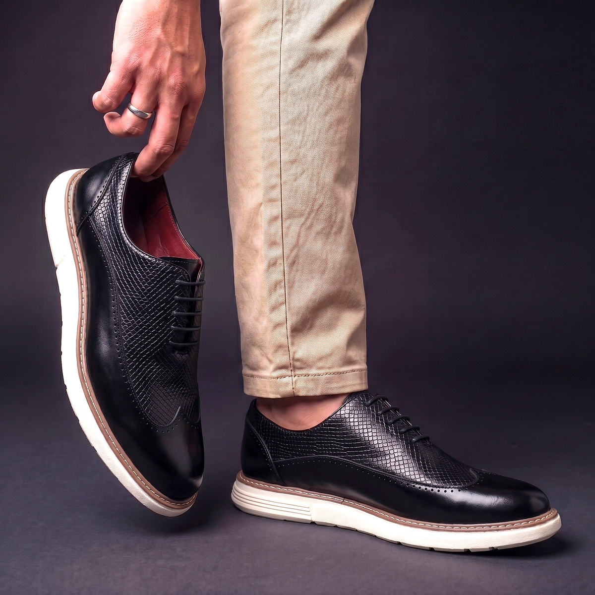 Zapatos Brogue Efecto Cocodrilo