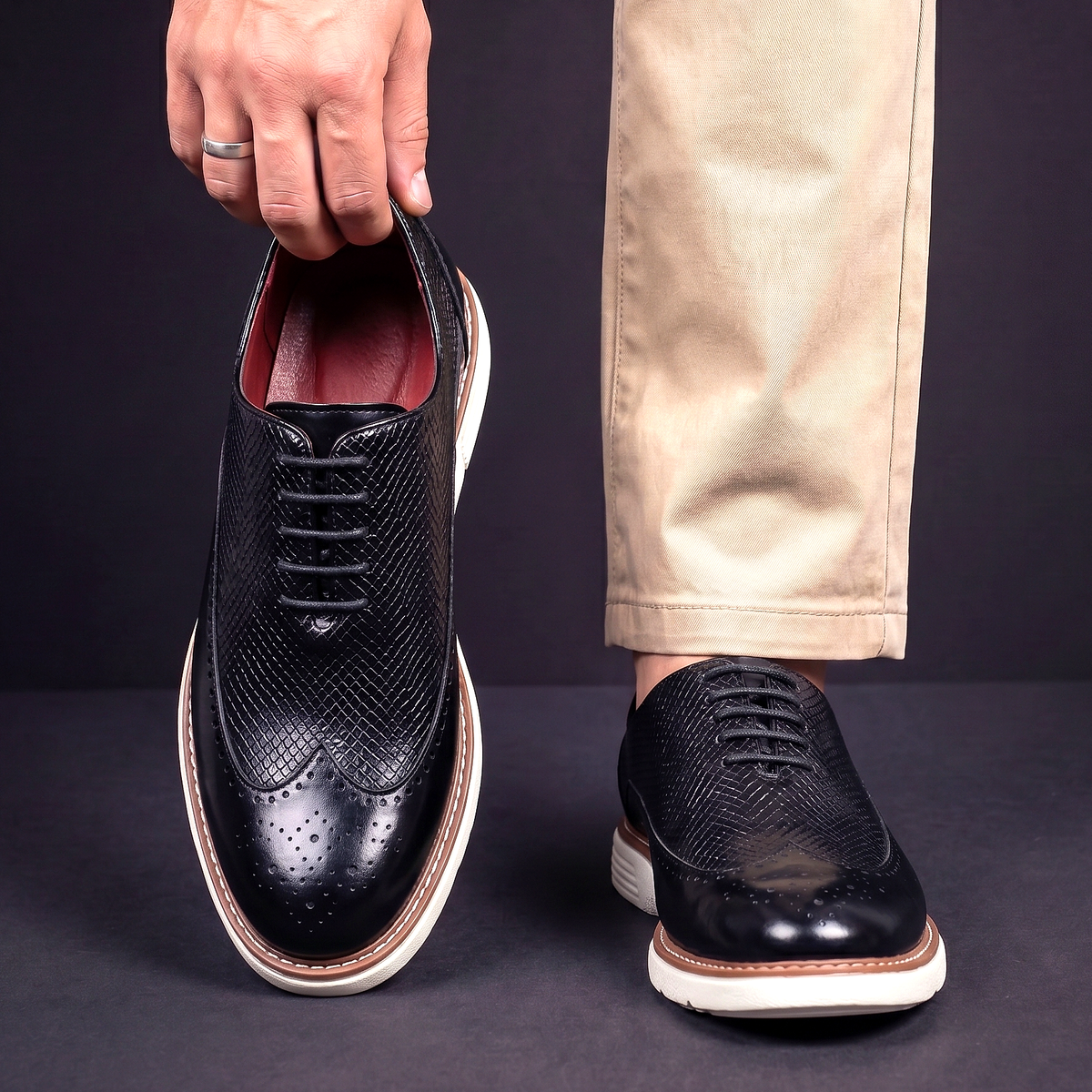 Zapatos Brogue Efecto Cocodrilo