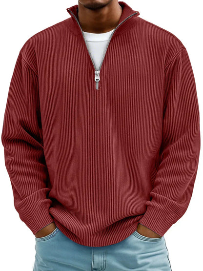 Jersey Acanalado con Media Cremallera