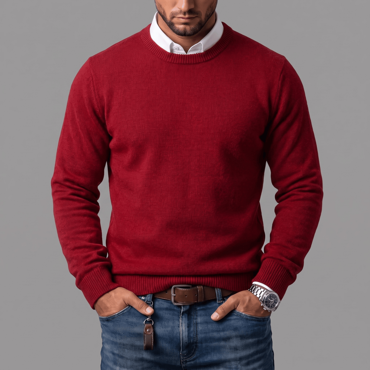 Jersey de Cuello Redondo de Cachemira y Merino