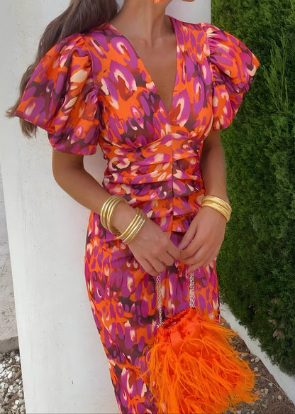 Tora | Vestido de Mangas Plisadas