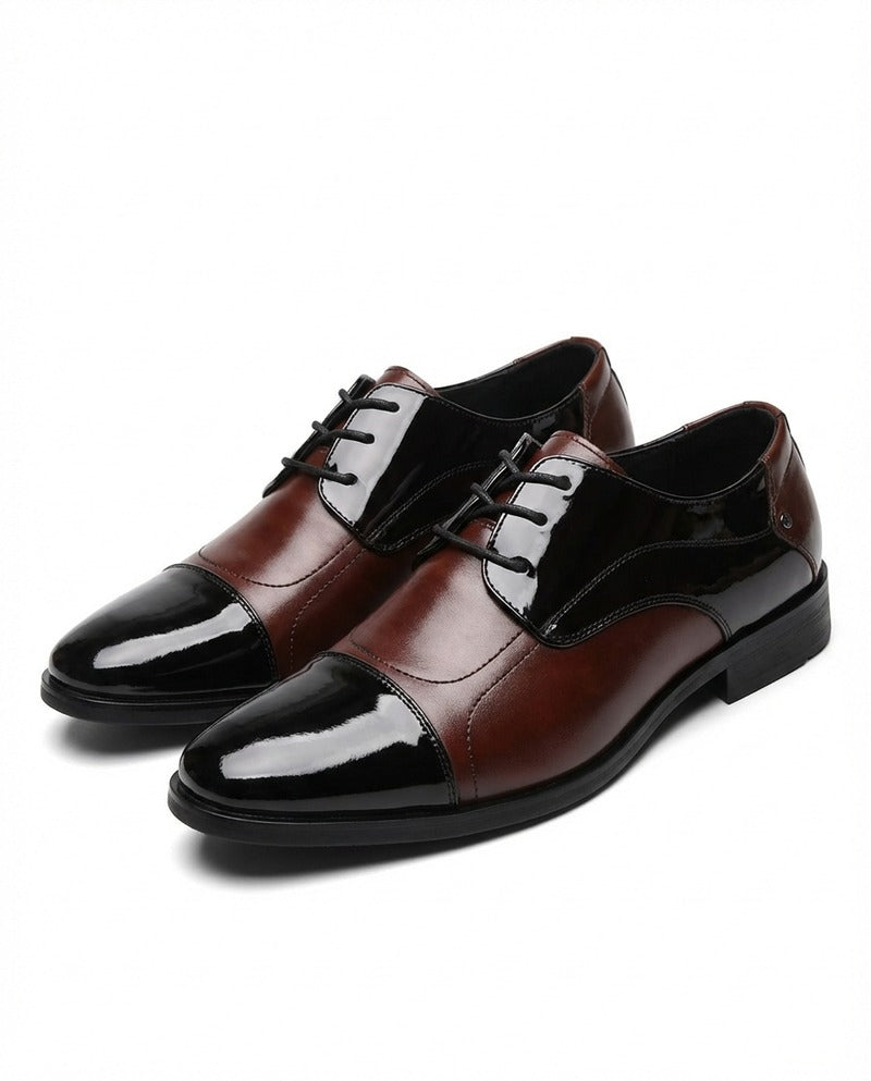 Zapatos Derby Bicolor de Punta Charol